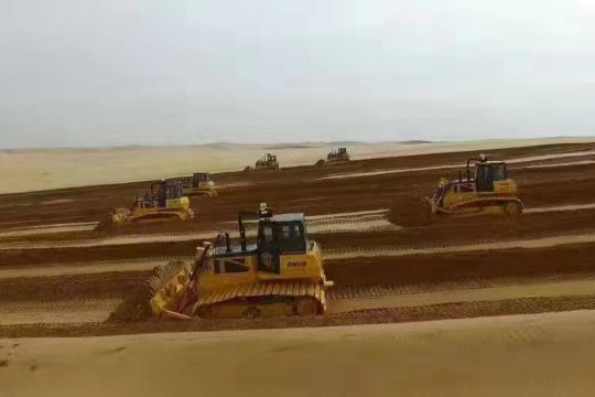 HW Bulldozer Operating In Saudi Arabia, Central Asia