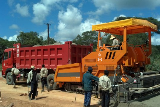 HW Asphalt Paver In Kenya Working Site