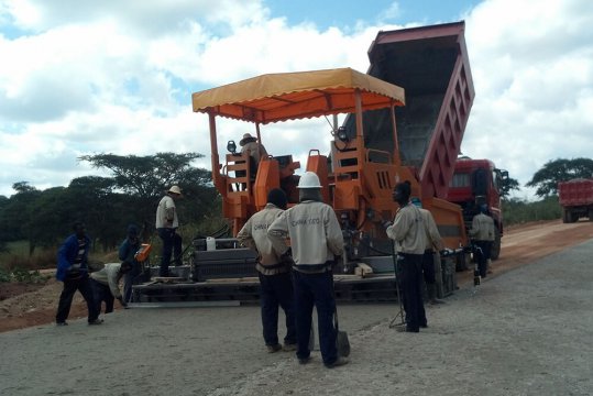 HW Asphalt Paver In Ethiopia Working Site